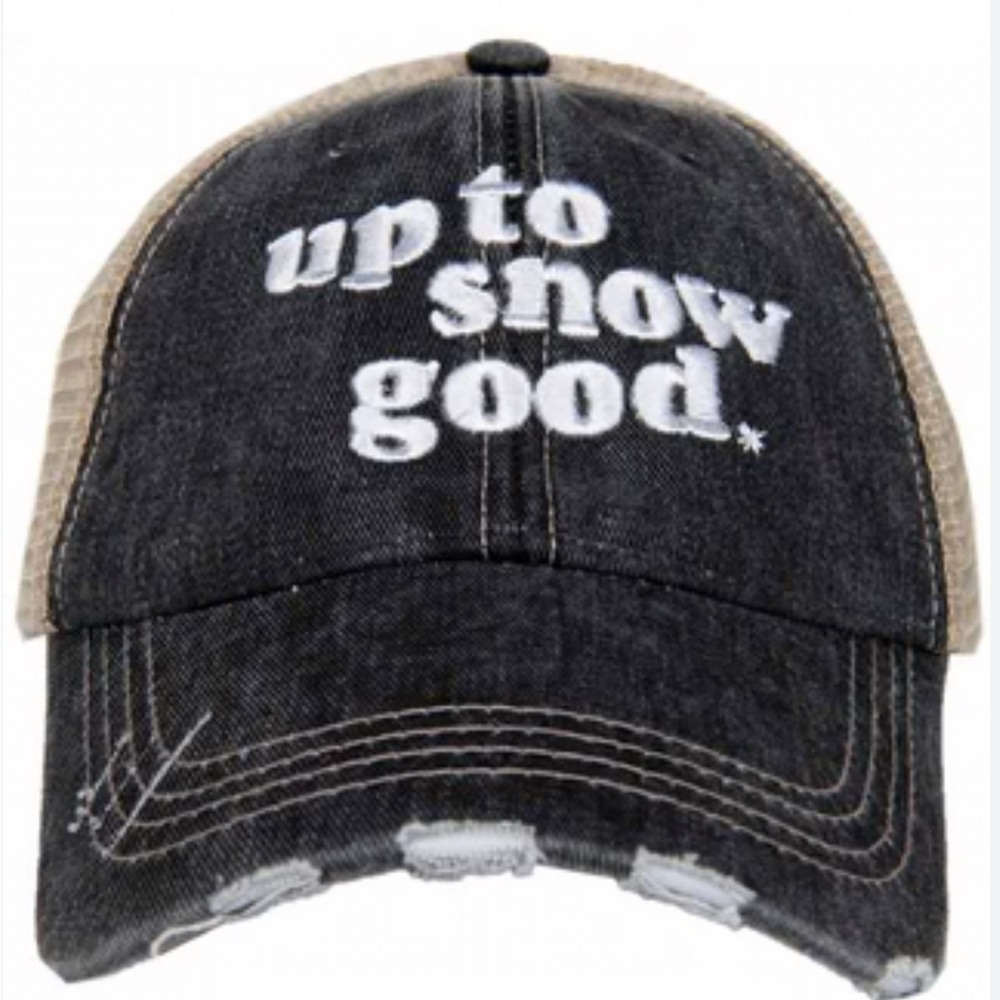 Katydid-Up to snow good - women’s distressed trucker hat